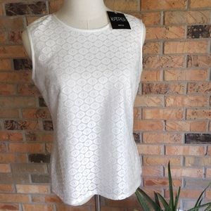 Kasper NWT White Lace Eye Sleeveless Blouse PS c